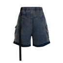 Cargo Short for Men Elastic Waist Wide Leg Baggy Jeans Knee Length Pants Loose Overall