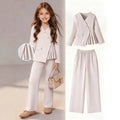 Girls' Spring and Autumn Wide-Leg Pants Two-Piece Set