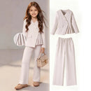 Girls' Spring and Autumn Wide-Leg Pants Two-Piece Set