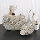Shoes and Bags Set for Women Italian Wedding Shoe for Bride Ladies Shoes with Rhinestone