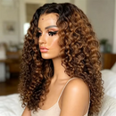 Soft Ombre brown Glueless 26Inch Black Body Wave Lace Pre Plucked Lace Wigs For Women Deep Part
