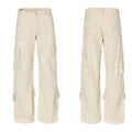 Beige cargo pants on a white background, Obroi