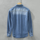 Spring Retro Denim Shirts Men Casual Cotton Gradient Men Clothing