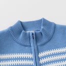 Autumn Baby Boys Knitted Sweater Stripes Mock Neck Zipper Cardigan Coat 3-7Yrs Children's Clothing