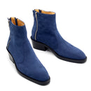 Heel Boots Nubuck Three Zipper Thick Bottom Height Increase Men's Motorcycle Chelsea Ankle Boots
