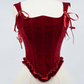 Women Velvet Corset Bustier Over Bust Lace Up Boned Shaping Tops