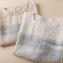 Linen T-shirts Woman Blouses Summer Loose Tees Female Basic O-Neck Women's Shirt