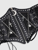 women's black hollow mesh cross chain cross metal accessories decorated with dark punk style waist waistband