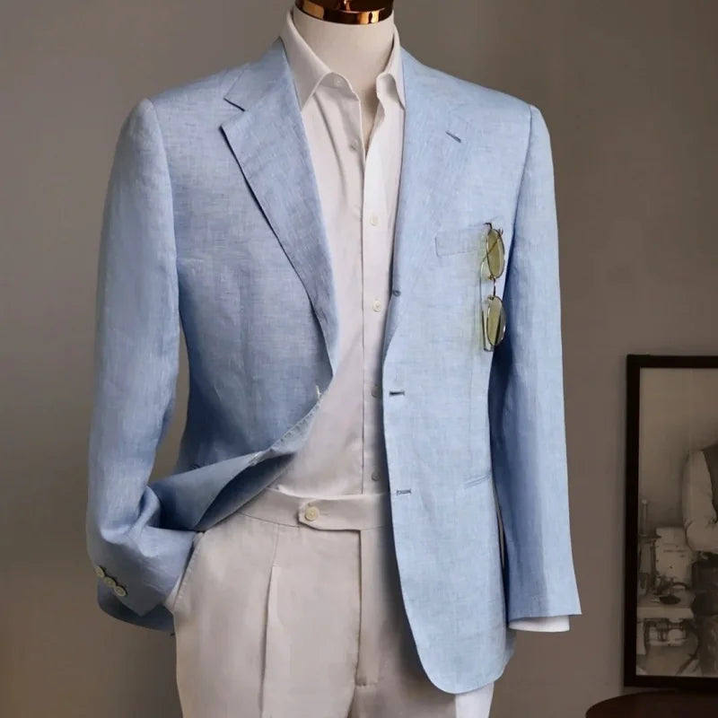 Summer Linen Casual Breathable Suit Men Lightweight Half-Lining Slim Suit Jacket