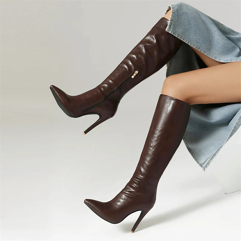 Women's Knee High Boots Winter Shoes  Heeled Long Boot Ladies Footwear