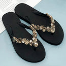 Comfortable Beach Shoes Non-slip Soft Bottom Casual Flip-flops Rhinestone Chain Flat Slippers