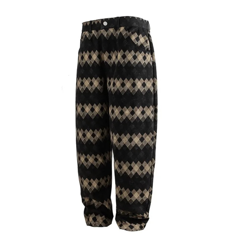 Autumn Winter Men Jeans Contrast Pants Casual Male Trousers Loose
