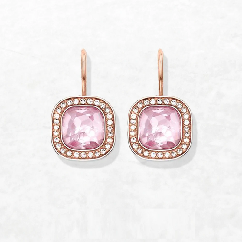Pink Square Drop Earrings Cosmo New Europe Style Fine Jewelry For Women Romantic Gift In 925 Sterling Silver