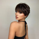 Short Brown Dark Wigs Black Natural Fluffy Pixie Cut Wig for Black Women Wig Heat Resistant Wigs