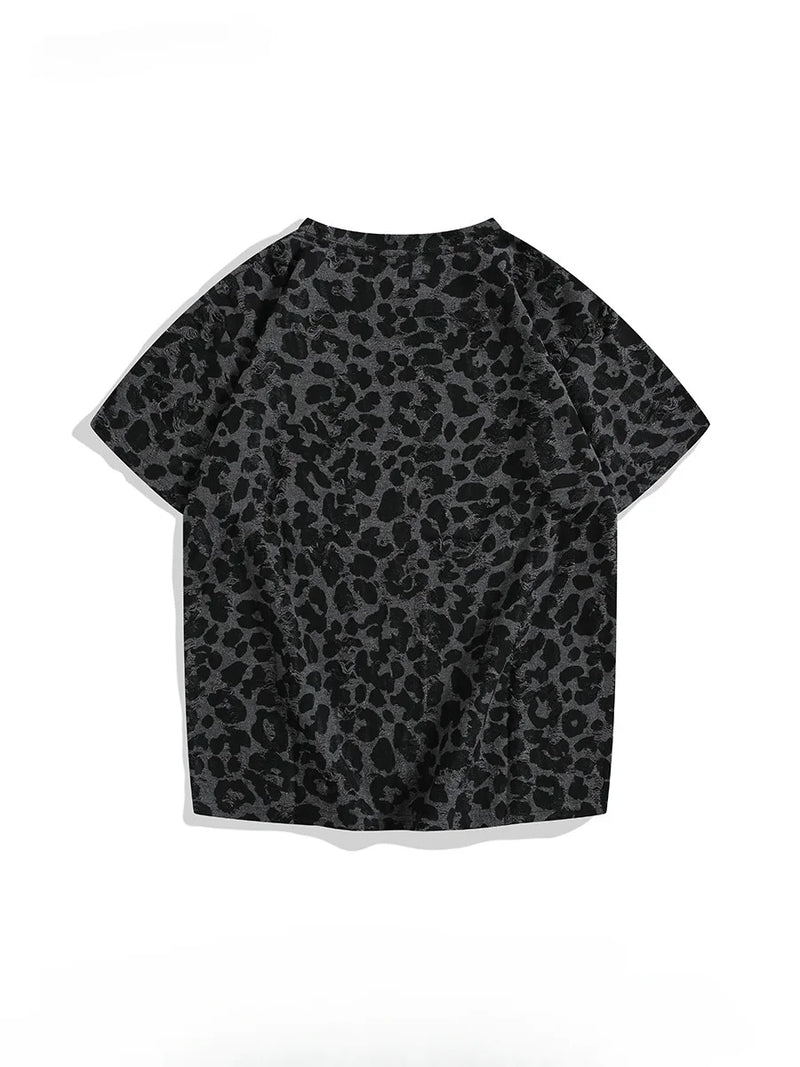 Men's Ripped Hole Leopard Summer Personalized Handsome Loose Casual Top