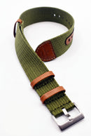 Canvas and Leather Watch Strap, Soft Nylon Replacement Band, 20mm and 22mm