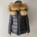 Women's Down Jacket Winter Thicken Warm White Duck Down Coat With Real Fur Collar Ladies Hooded Jacket