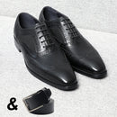 Handmade Real Leather Men Dress Shoes Black Pointy Toe Wingtip Brogue Oxfords Business Wedding Party Formal Shoes
