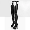 Women Round Toe Platform Stiletto Stretchy Pantyhose Boots Over The Knee Elastic Slim Thin Heel Boots