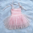 Baby Girl Princess Pearl Strap Layered Tutu Dress Child Vintage Wedding Pageant Birthday Baby Clothes 1-10Y