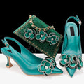 Women's Pointed Toe Shoes and Bag Flower Decoration Simple and Elegant Party Style Suitable for Party and Daily Use