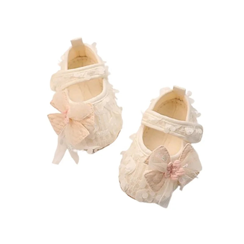 Adorable Baby Girl Bow Flats Shoes with Petal Design for Special Occasions and Baby Showers