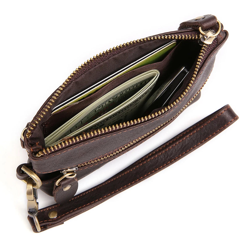 Genuine Leather Key Organizer Key Holder Vintage Small Coin Purse Wallet with Key Ring