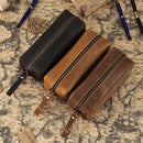 Genuine Leather Pencil Bag Retro Simple Stationery Pouch Storage Bag Zipper Pencil Pouch Portable Pencils Pens Pouch