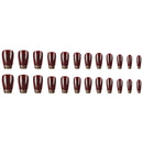 24Pcs Glitter French False Nails Wearable Red Ballet Fake Nails Retro Simple Full Over Press on Nails with Jelly Glue Detachable