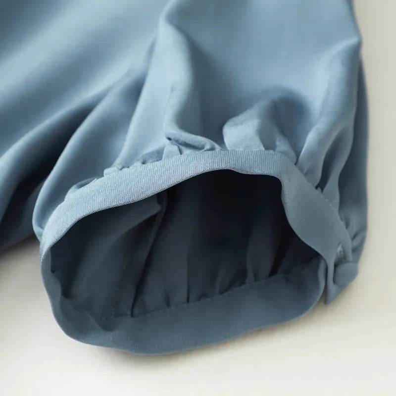 Silk Elegant Shirt Short Sleeve Lapel French Style Blouses Women Summer Autumn Tops
