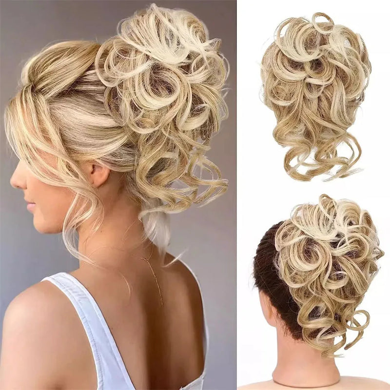 Hair Bun Chignon Messy Curly Hair Band Elastic Scrunchy False Hair Pieces For Women Hairpins