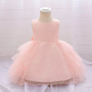 Baby Girl Dress Pink Christening Kids Birthday Clothes Party Princess Ball Gowns Newborn Baptism Wedding
