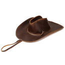 Handcraft Shapeable Western Hat Leather Retro Knight Cap British Outdoor Horse Riding Hat