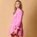 Corduroy Autumn Women Dress Lantern Sleeve Lapel Short Dress Loose Elegant Dresses