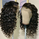 Preplucked Soft Black Soft 26“Long Deep Wave180Density Lace Front Wig For Women Glueless