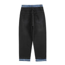 Men's Tide Vintage Jeans Hip-hop Trend Contrasting Double Layered Open Front Patchwork Tapered