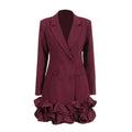 Elegant Chic Dresses for Women Notched Collar Patchwork Double Breasted Mini Dress Female