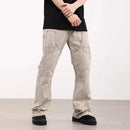 Spliced Straight Pants Men Solid Color Casual Streetwear Flared Pants Men Trousers