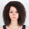 Kinky Curly Human Hair Wigs With Bangs Natural Black Jerry Curly Short Bob Wig For Women Friendly for Beginner