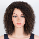 Kinky Curly Human Hair Wigs With Bangs Natural Black Jerry Curly Short Bob Wig For Women Friendly for Beginner