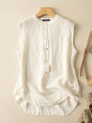 Summer Elegant Tanks Tops Women Sleeveless Blouse Casual Loose Beach Shirt Female Holiday