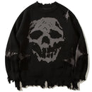 Obroi Black sweater with a skull design on a white background