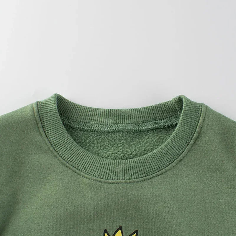Winter Clothes Velvet Warm Sweatshirt for Boys cartoon dinosaur Long Sleeve Children's Jumper Top Boy Hoodies Kids outfit