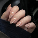 30Pcs Short Almond Nails Glossy Color Press On Nails Sweet Girls Charm Retro Nails Art