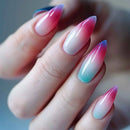 Blue Pink Purple Gradient Press on Nails Medium Ins Press on Nail Tips Wearable False Nails Tips DIY Manicure 24Pcs Nails