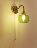 Wall Sconce with Switch Brass Wall Light Glass Globe Wall Lamp