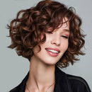 Brown Short Curly Bob C Part Lace Front Human Hair Wigs For Women Hair Glueless Wigs