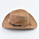 Leather Western Cowboy Hat Bull Shaped Decor Panama Hats For Men Travel Knight Country Hat