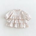 Autumn Girls Floral Tiered Dress Toddler Baby Girl Cute Cake Dress Kids Princess Party Gown Fall Outfit
