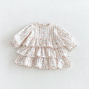 Autumn Girls Floral Tiered Dress Toddler Baby Girl Cute Cake Dress Kids Princess Party Gown Fall Outfit